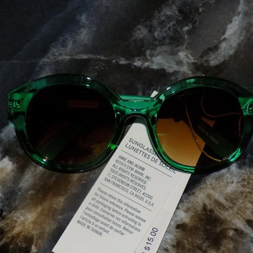 Janie And Jack Green Tinted Cat Eye Sunglasses Girls 2-4 Years NEW